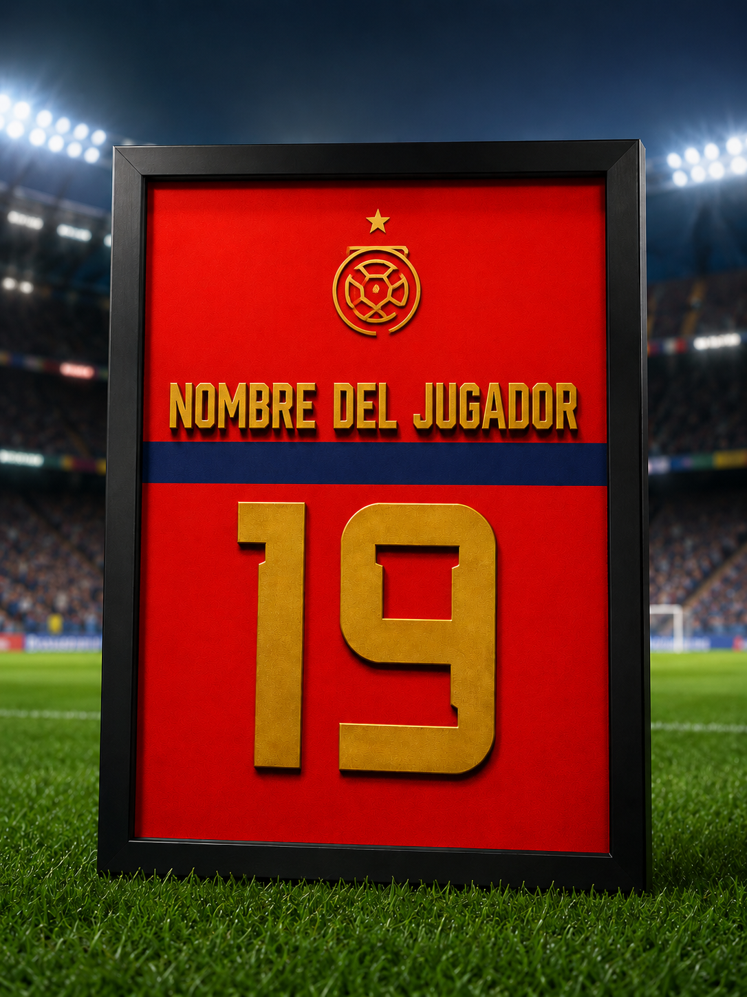 Dorsales de jugadores enmarcados con nombre y n&uacute;mero personalizado