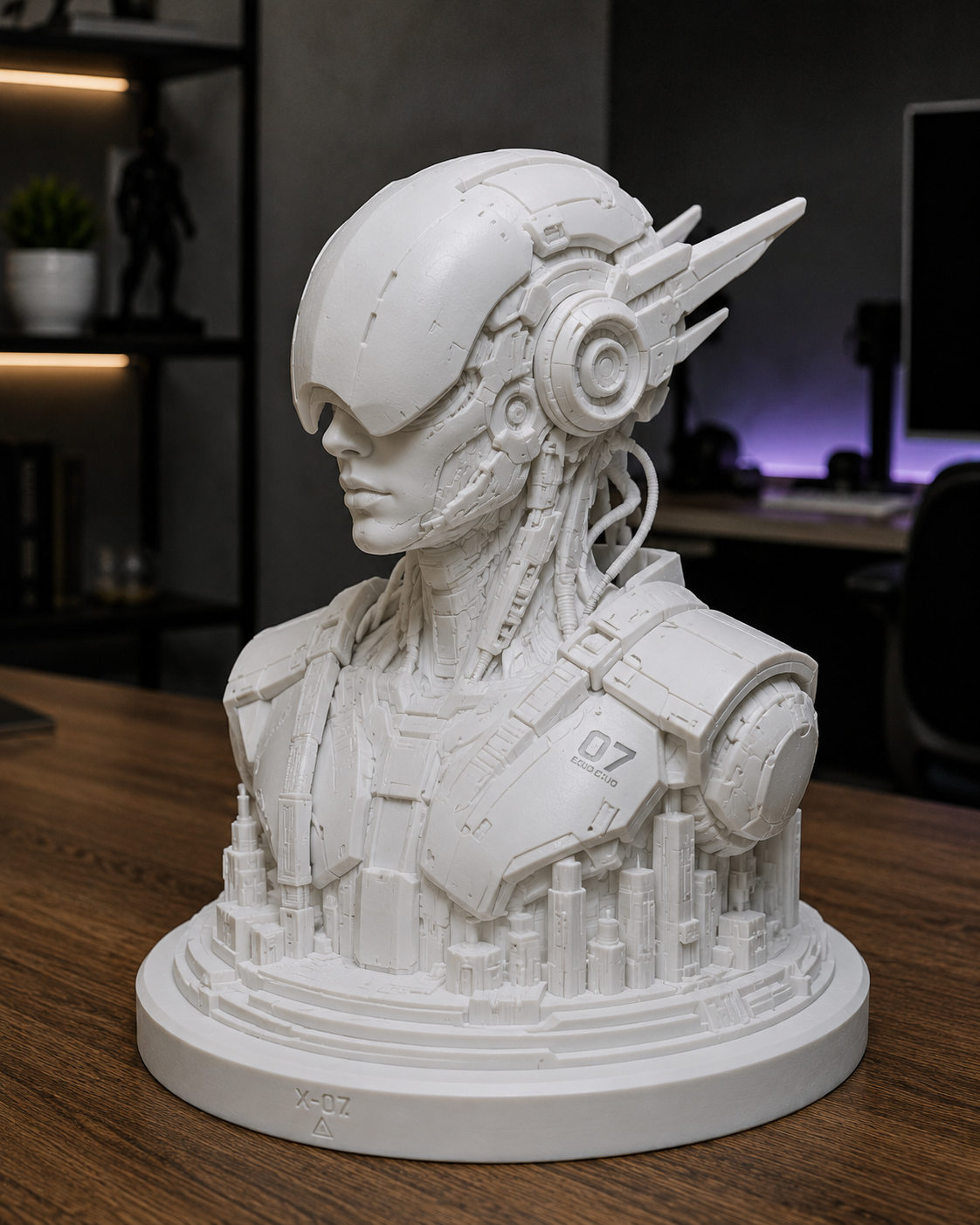 R&eacute;plica decorativa sci-fi impresa en PLA blanco